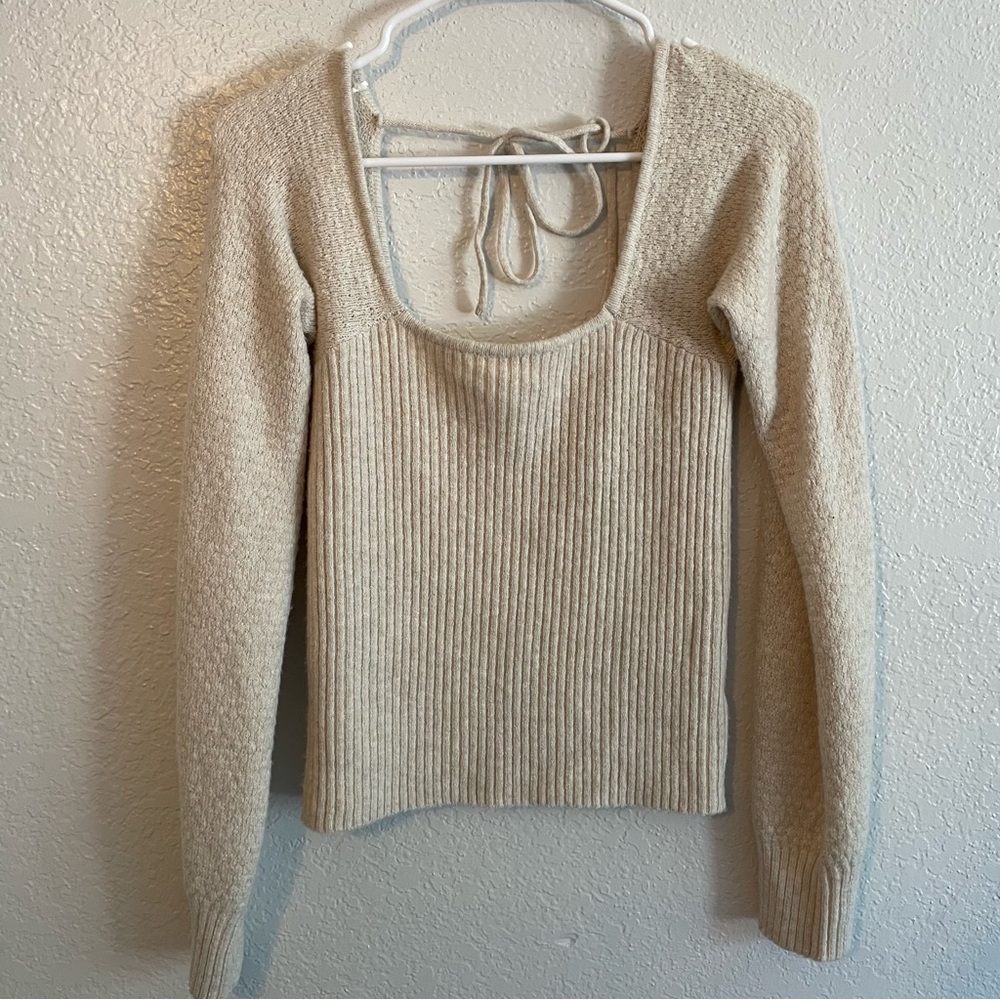 Cream open back sweater